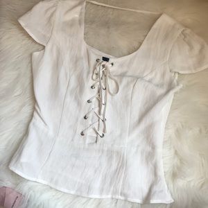 SugarLips Cap Sleeve Lace Up Top NWOT